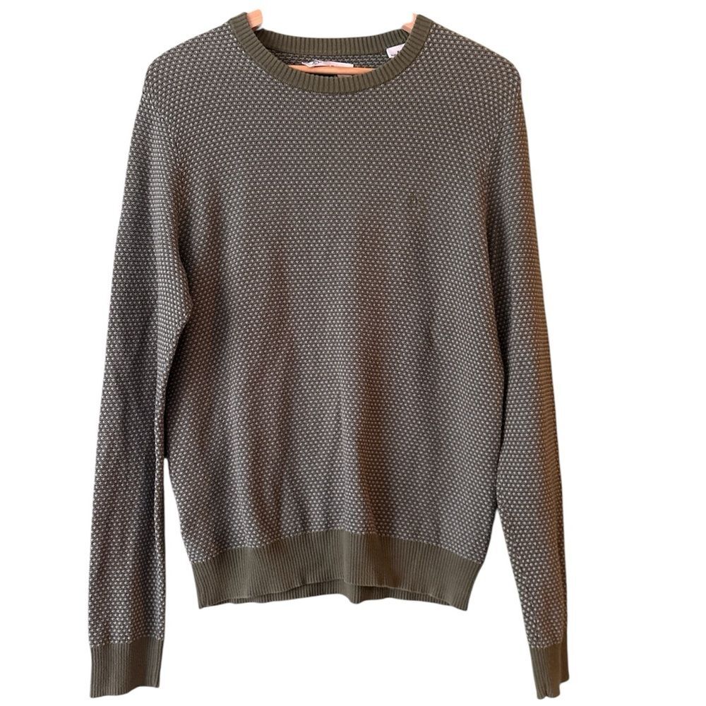 Penguin Munsingwear Green White Pattern Long Sleeve Crew Neck Sweater Sz M